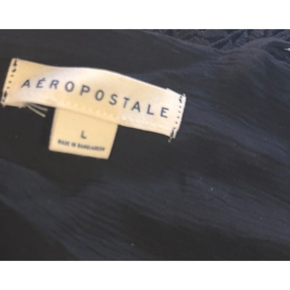Aeropostale Black Floral Lace Cropped Brami Cami Top Tie Back Large